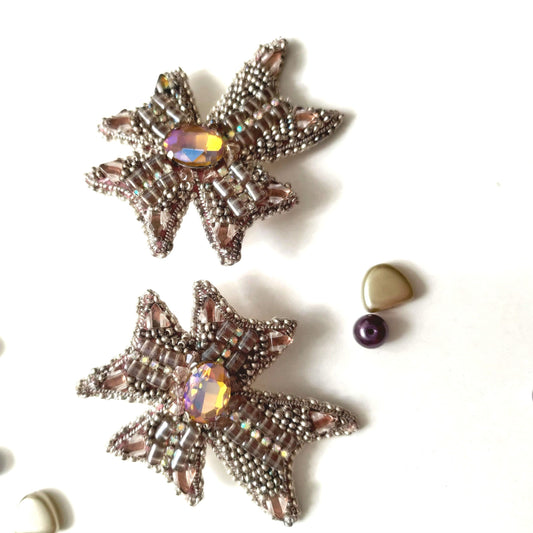 Unique Seed Bead Star Cross Earrings | Custom Lightweight Silver Design